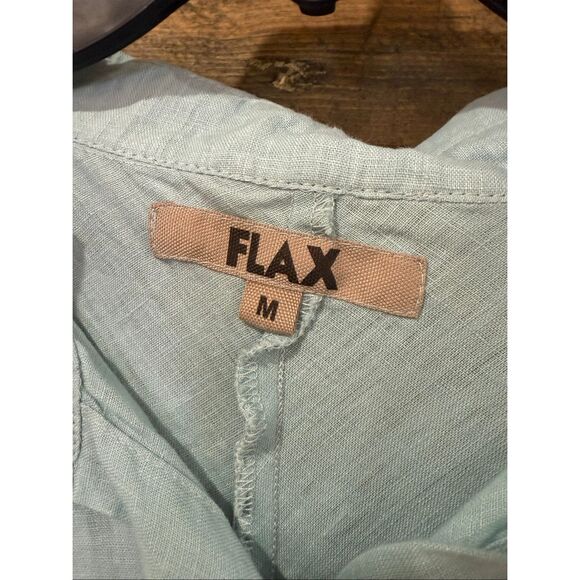 Flax linen blue button front shirt relaxed fit boho size medium - Picture 3 of 8